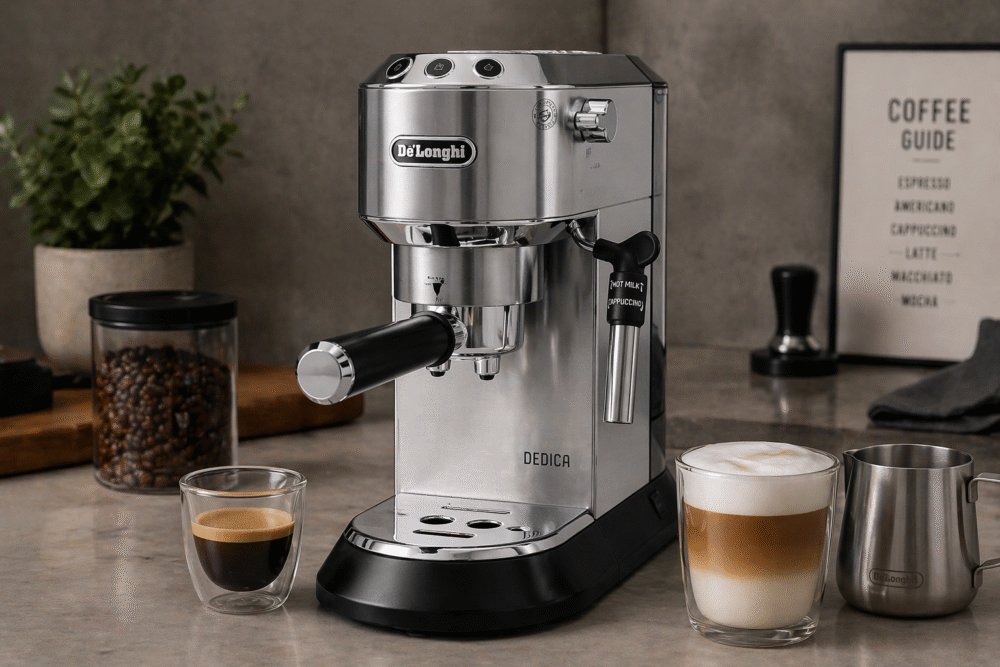 machine expresso DeLonghi EC685 compacte en acier inoxydable