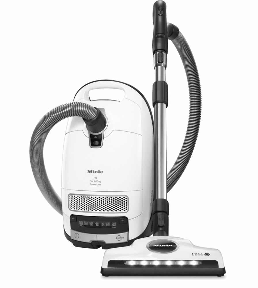 aspirateur Miele C3 Cat & Dog PowerLine blanc vue angle
